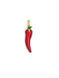 SINGULARU - Chili Pepper Charm. Messing mit 18 Kt Vergoldeter Beschichtung und Emaille. Schmuck für Damen