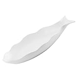 Sosoport Keramik Fischform Servierplatte Weiß Langlebiger Food Storage Teller für Zuhause und Hotelküche Modernes Design Glatte Oberfläche Vielseitig für Buffet Dessert und Snacks