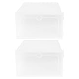 SHINEOFI 2 STÜCK Stapelbare Dicke Kunststoff Schuhboxen in Weiß Transparente Aufbewahrungsboxen mit Klarsichtdeckel Große Schuhaufbewahrung für Schrank Schlafzimmer Ordnungssystem