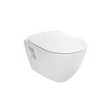 Creavit Terra Wand WC | Spülrandlos Rim-Off Hänge WC mit Soft-Close Sitz | Weiß Keramik | Variante: Mit Taharet/Ohne Taharet (ohne Bidetfunktion)