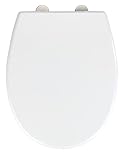 WENKO WC-Sitz Mod. Vorno Neo Toilettendeckel mit Absenkautomatik bruchsicher antibakteriell Duroplast rostfrei Edelstahl 37 x 46 cm Weiß