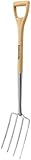 Eadwiella Grabegabel, Edelstahl Spatengabel, Mit Ergonomischem D-Griffholzgriff, Mit 4-Krallen, Länge: 109cm