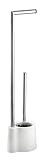 WENKO Stand WC-Garnitur Mod. Avola, freistehend, mit offenem WC-Bürstenhalter und Toilettenpapier-Halterung, aus rostfreiem Edelstahl und stabilen Kunststoffelementen, 13 x 70 x 16 cm, Weiß