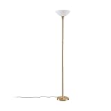 Lindby Stehlampe/Deckenfluter Metall Glas, Standleuchte Messing matt Stehleuchte 1 flammig E27 Fassung max. 60W ohne Leuchtmittel