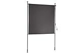 empasa Senkrechtmarkise Vertikalmarkise Klemmmarkise Außenrollo ausziehbar Montage ohne Bohren Sichtschutz Windschutz für Balkon und Terrasse wetterfest in anthrazit Balkonrollo mit Handkurbel