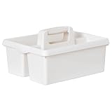 6 STÜCK Tragbarer Organizer für Putzmittel 38x32x15cm Weiss Werkzeugträger Gartengerätekorb Schuhputzkasten - Putzkasten für Pferd Reinigungsmittel Putz Caddy Flaschenträger Putzbox Putzcaddy leer