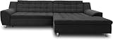 DOMO. collection Ecksofa Merida, Sofa mit Schlaffunktion in L-Form, Eckcouch mit Bettkasten, Schlafsofa 304 x 200 x 84 cm (BxTxH), dunkelgrau