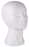 RAYHER Styropor-Kopf weiblich, Ständer für Perücken, Kopfhörer, Mützen & Co, Größe: 29cm