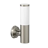 ledscom.de Wandleuchte PORU für außen, IP44, Edelstahl, edelstahl matt, rund, 1x E27 max. 40W