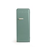 CREATE / RETRO FRIDGE 150 SAND / Sage Green Kühlschrank mit Gefrierfach, 281 l/102 W, energiesparend, Vintage-Design, 150 cm, 3 Regalböden, Temperaturregler, Weinregal, 60 x 60 x 150 cm