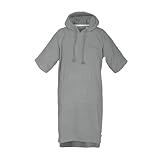 TOM TAILOR Surf Poncho für Damen und Herren, L-XL, 100% Baumwolle/ Frottier, Badeponcho mit Kapuze, Bauchtasche und Logostickerei, Grau (Moody Grey)