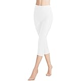 Libella 1er Pack Damen Leggings 3/4 Hose aus Baumwolle Capri-Hose mit Hohe Taille bunt Slim Fit Fitnesshose Mehrfarbig 4161 Weiß M