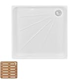 LYUCAYHQ Wohnmobil Duschtasse 60 X 60 cm, Quadratische Acryl Duschwanne, mit Abfluss und Anti-Rutsch-Matte