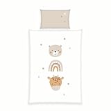 Herding babybest Little Friends Bettwäsche, Kopfkissenbezug 40 x 60 cm mit Hoteleinschlag, Bettbezug 100 x 135 cm, Mit Reißverschluss, 100% Baumwolle/Renforcé, Twin