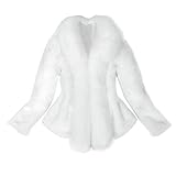 TDEOK Faux Fur Jacke Damen Warm Fellmantel Weiß Hochzei Pelzjacke Langarm Elegant Tailliert Winterjacke Kurz Felljacke-Übergangsjacke Kunstpelz Jacke Flauschjacke Hochzeit Jacke Braut Pelzmantel