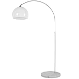 MONZANA® Bogenlampe Marmor 190-210 cm Höhenverstellbar Fußschalter Schwenkbar E27 Edelstahl 40W Wohnzimmer Schlafzimmer Stehlampe Standleuchte Weiß