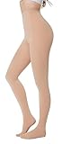 HeyUU Damen Bunte Blickdichte Strumpfhose 80 DEN Microfaser Stützstrumpfhose(Beige, L-XL)