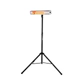 Außenheizstrahler, 1500 W elektrischer Terrassenheizstrahler mit Fernbedienung, Infrarot-Wandheizstrahler/Stativ, IP65, für drinnen und draußen, für Restaurant, Garten, Garage, Terrasse(With Stand)