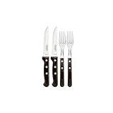 Tramontina Steakbesteck 'Gaucho', Set 4-teilig, mit 2 Steakmessern und 2 Steakgabeln, Edelstahl, Echtholzgriff, FSC