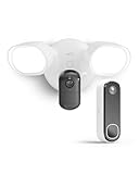 Arlo 2K Flutlicht-WLAN-Kamera (kabelgebunden) & kabellose HD-Türklingel mit Nachtsicht, Sirene, LED-Licht, Bewegungsmelder, 2-Wege-Audio, inkl Secure.