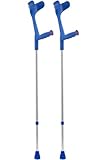 Dr. Paul Koch Krücken Paar Blau - Gehhilfe Aus Aluminium Mit Kunststoffgriffen - Belastung Bis zu 120kg - Verstellbar Mit Praktischem Druckknopf - 540g pro Krücke