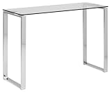 AC Design Furniture Jannis Konsolentisch mit Tischplatte aus Klarglas und Verchromtem Stahlsockel, Beistelltisch aus Gehärtetem Glas, Wohnzimmermöbel, Flurtisch, B: 110 x H: 76 x T: 40 cm