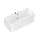 Home Deluxe Badewanne mit Whirlpool Funktion AMBER - 170 x 58 x 80 cm I Acryl-Badewanne, Spa, Luxuswanne, Bad, Badezimmer, Massagedüsen, Eck-Whirlpool, Freistehend, LED Beleuchtung, Zwei Personen,