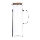 PRETYZOOM 1Stk Glaskühler glaswasserkocher borosilikatglas tea infuser bottle kaltgebrühter Teekrug klare Gläser Obst kühlschrank wasserflasche Saft Topf hitzebeständiger Wasserkocher Bambus