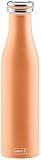 Lurch 240961 Isolierflasche / Thermoflasche für heiße und kalte Getränke aus Doppelwandigem Edelstahl 0,75l, pearl orange