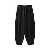 Leichte Herren Freizeithose Baumwolle mit gerader Passform für sommerliche Aktivitäten entspannte Alltagstage (Black, XXXXXXXL)