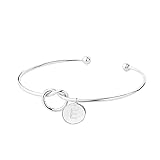 Generisch Armband aus Stahl, 26 Buchstaben, Alphabet, Manschettenarmband, Armband, Armbänder, Silber, für Frauen und Mädchen, Armreif Schmuck (SL5, Einheitsgröße)