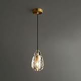 IUokLU Kristall-Nachttisch-Pendelleuchte postmoderne Hängebeleuchtung 1/3-flammige Kupfer-Pendelleuchte Dekorationslampe kompatibel mit Hintergrund-Wandleuchter,Eine Farbe - 1 Kopf