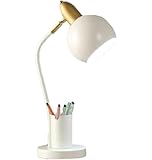 XIOMOLI Schreibtischlampen zum Lesen Einer verstellbaren Augenschutztischlampe mit Stifthalter Nachtlampe für Schlafzimmer -Bürolampen für Wohnzimmer (Farbe: Weiß, Größe: Dimmerschalter) powerfully