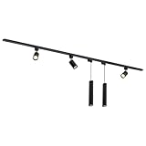 Qub Focus III 1-Phasen Led Schienensystem Komplettset - 300cm - Set 3 Spots und 2 Pendelleuchten - 3x 1m Schienen - I-Form - GU10 & LED-Kompatibel - Erweiterbar & flexibel - Spot lampe - Schwarz