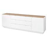 CORE TV-Sideboard in Weiß, Artisan Eiche Optik - Moderner Fernsehschrank mit Schubladen und viel Stauraum - 240 x 77 x 44 cm (B/H/T)