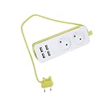 Gatuida 4 Stück USB mit Kabel Europäischer Standard für Zuhause Geschäfte und Restaurants Weiß Grün Flachstecker mit Überspannungsschutz und Ladefunktion