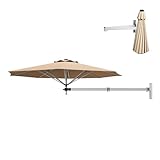 RELAX4LIFE Sonnenschirm Wandmontage, Wandschirm für Balkon Ø250 cm, Ampelschirm, Balkonschirm, Gartenschirm, Marktschirm, Terrassenschirm, Aluminium (Beige)