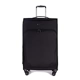 Stratic Mix Koffer Weichschale Reisekoffer Trolley Rollkoffer groß, TSA Kofferschloss, 4 Rollen, Erweiterbar, Größe L, Schwarz