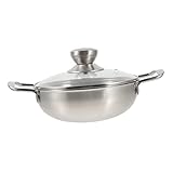 Toyvian Tragbarer Outdoor -Topf Hot Pot für den Haushalt rostfrei Mini pfannenwender Metallkochtopf Hot Pot Edelstahl Hausmannskost-Pfanne Heißer Topf heiße Potpfanne Glas Silber