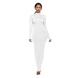 CHENZKBD Kleid Elegante Maxikleid Langarm Elastischer Schlanker Frauen Kleider Hohe Nackenkleider Für Frauen-j-3xl