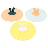 NIYANGLE 3 Stück Silikon Tassen Deckel mit Niedlichen Hasenohren Auslaufsichere Wiederverwendbare Silikondeckel für Becher Tee Keramiktassen Staubschutz und Spritzschutz