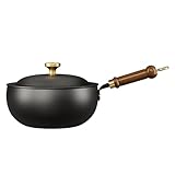 Antihaftbeschichteter Topf: Kochtopf mit Holzgriff, kratzfest, mit Deckel, sicherer und leicht zu reinigender Ofen, ideal zum Kochen, langsames Kochen und für den täglichen Gebrauch