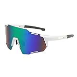 Fahrradbrille – Polarisierte Brille | Laufbrille mit 1 Linse | Wechselobjektiv Rahmen für Herren | Sportsonnenbrille zum Radfahren | Mountainbike-Sonnenbrille | Wechselgläser