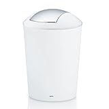 kela Schwingdeckeleimer weiss, Kosmetikeimer 5l mit Schwingdeckel, Kunststoff, MARTA, Mülleimer Badezimmer weiß matt