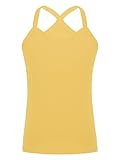 TiaoBug Mädchen Basic Tank Top Spaghettiträger Unterhemd Baumwolle Trägertop Slim Fit Stretch Trägershirts Sommer Oberteile gr. 92-152 Gelb 146-152