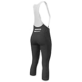 Lo.gas Fahrradhose Damen Gepolstert 3/4 Radlerhose Trägerhose Atmungsaktiv Bib Shorts Elastische Radhose Mit TräGer,High-Waist Radlershorts mit UPF50+ M Schwarz