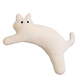 KUKUShining Niedliches Katzen-Plüschkissen, Einzigartiges Weiches Spielzeugkissen für Kinder und Erwachsene, Perfekt zum Kuscheln, als Schlafzimmerdeko und Geschenk(White)