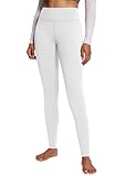 BALEAF Damen Fleece Gefütterte Winter Leggings Hohe Taille Thermo Warme Yogahose mit Taschen, Damen, White-no Side Pockets, Small