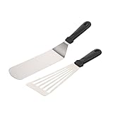 VICASKY 2Stücke Grillspatel Teiliges Hitzebeständiges Kochwerkzeug Für Barbecue Camping Und Grillen Steak Und Pfannkuchen rutschfest Und Langlebig