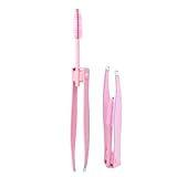 Pinzette für Frauen, Gesichtshaar, 2-in-1-Pinzettenclip aus Edelstahl für Augenbrauen mit Bürste – eingewachsene Haarentfernung, doppelte Augenliderpinsel, Applikator für künstliche Wimpern für